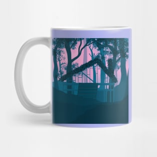 CABIN IN THE WOODS PURPLE PINK SKY Mug